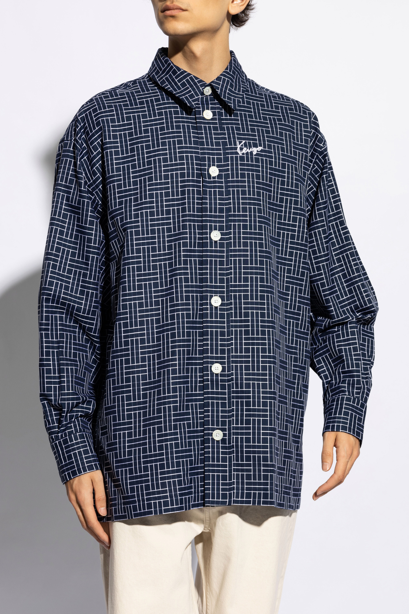 Navy blue Checkered pattern shirt Kenzo - Vitkac Italy